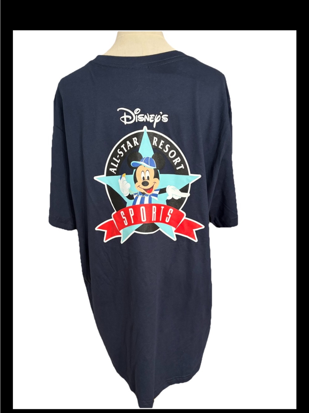 Disney All Star Resort Sports Mickey Mouse  XL Navy Blue T-Shirt Baseball bat b